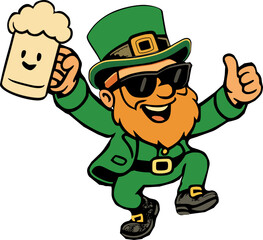Fun St. Patrick&rsquo;s Day design featuring a dancing leprechaun with a beer mug, shamrocks, and bold text &ldquo;Shamrockin&rsquo; All Day &ndash; Zero Lucks Given!&rdquo;