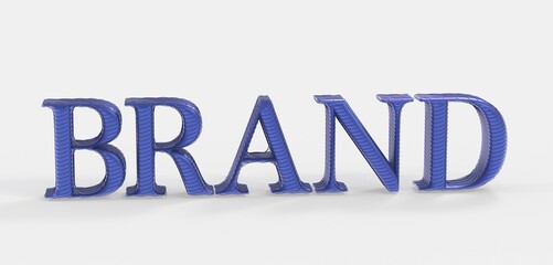 High-quality 3D rendering of the word BRAND in blue. Perfect for branding and marketing materials.