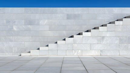Fototapeta premium Modern marble staircase against tiled wall