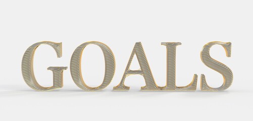 High-quality 3D render of the word GOALS in gold. Perfect for business, motivation, and success concepts.