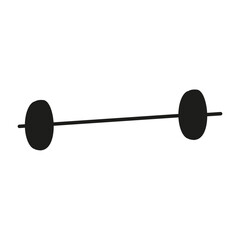 Isolated silhouette of a long dumbbell on a white background