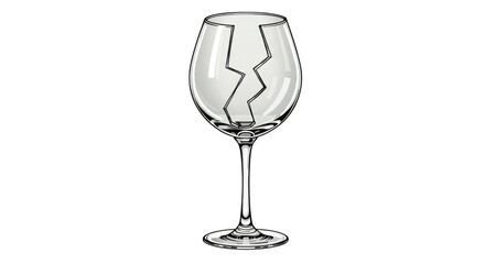 Isolated Broken Wine Glass