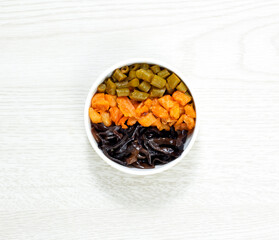 Sour beans, black fungus and dried radish