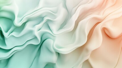 Obraz premium Soft, flowing fabric in gentle blue and peach hues. A subtle contrast and inviting texture create a sense of elegant movement