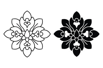 Ornament Element Flower Silhouette Vector Illustration.
