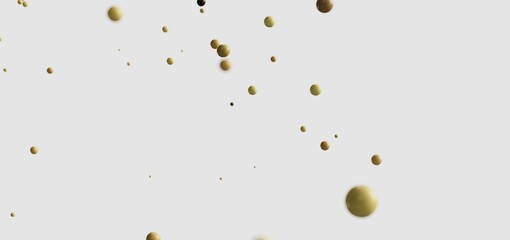 Beautiful stock photo of abstract gold and beige spheres falling against a clean white background. Perfect for design projects.