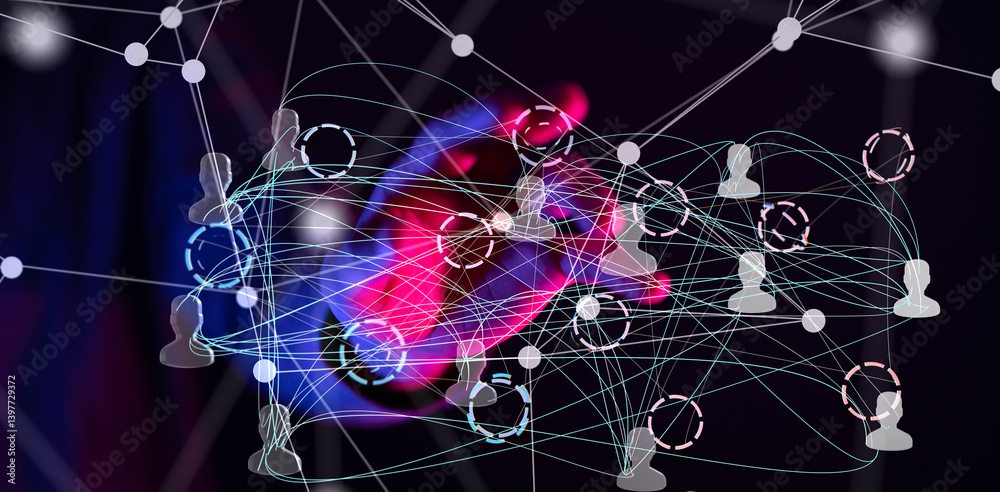 Poster Abstract network of physical devices on the Internet using a network connection with statistics numbers 3d illustration