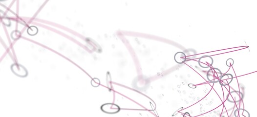 Abstract background with pink lines, circles, and white dots. Perfect for technology, connection, and network concepts.