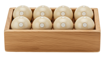Isolated Wooden Box with Eight Baoding Balls