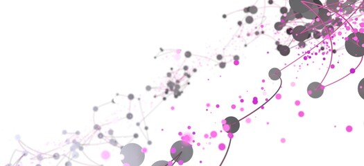 Naklejka premium Abstract background with pink and gray dots connected by lines. Ideal for technology, network, connection concepts.