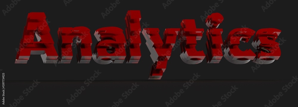 Poster high-quality stock photo of the word analytics in 3d red lettering on a dark background. perfect for