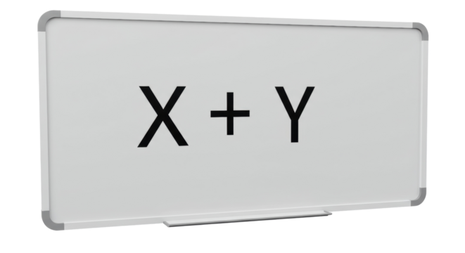 Isolated Whiteboard with X + Y