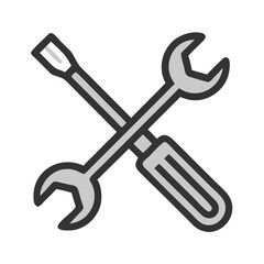Crossed Wrench and Screwdriver Tools Icon Design