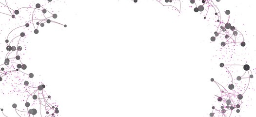 White background with grey and purple dots connected by thin lines. Ideal for technology, network, and connection concepts.