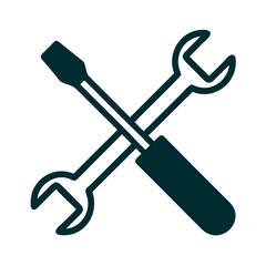 Crossed Wrench and Screwdriver Tools Icon Design