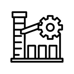 Factory Building with Gear Symbol Icon Design