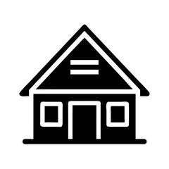 Residential House with Triangular Roof Icon Design