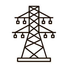 Transmission Tower Icon Design with Power Lines