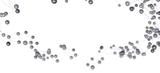 Stock photo of interconnected gray spheres on white background. Represents network, connection, or technology.