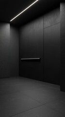 A Minimalist Dark Interior Space With Subtle Lighting Elements