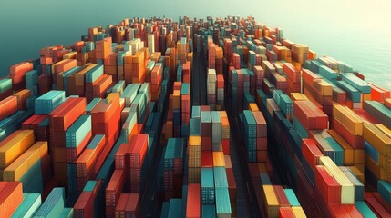 Obraz premium import tariffs represented by rising digital walls on a global trading platform visualization