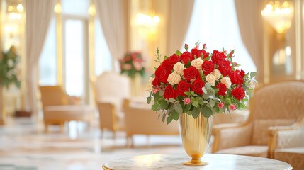 Fototapeta premium Roses in Vase Interior Elegance