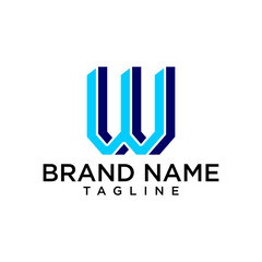 monogram at letter WW line art geometri modern logo	
