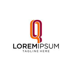 monogram at letter QQ line art geometri modern logo	