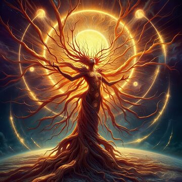 Solar Spriggan &ndash; A tree spirit with branches that reach into t