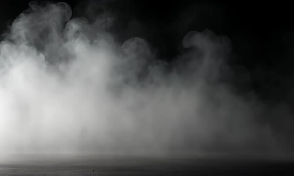 Rising White Smoke Against Black Background for Atmospheric Effects