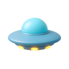 Fototapeta premium Bright blue 3D UFO icon with a streamlined design and transparent background suitable for creative projects