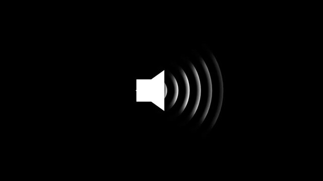 speaker icon animated , sound wave animation visually represents the audio signals in motion.white color icon and black background.