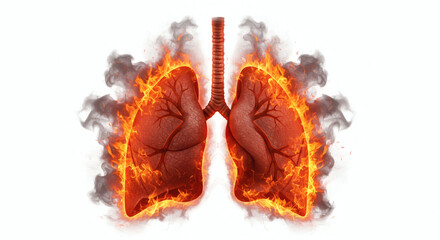 Obraz premium Flaming Lungs Representing Tobacco Harm Awareness 