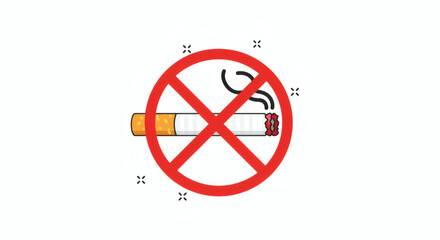Obraz premium No Smoking Symbol with Cigarette in a Red Circle 