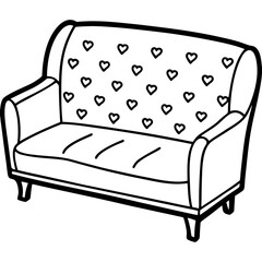 Charming Sofa Outline with Heart Details