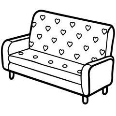 Charming Sofa Outline with Heart Details