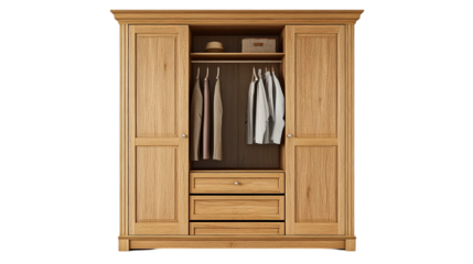 Stylish wooden wardrobe design modern home furniture cozy interior eye-level view storage solution