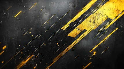 Fototapeta premium Abstract graphic design featuring yellow shapes over a black background
