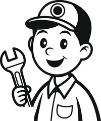 vector illustration of a cartoon man with hat