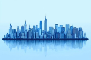 Fototapeta premium Silhouette of New York City skyline reflected on water