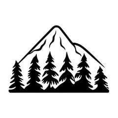 Obraz premium Majestic Mountain Peak with Evergreen Trees in Silhouette