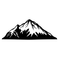 Majestic Black and White Mountain Peak Illustration Graphic Design Art