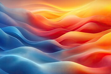 Obraz premium Abstract waves of blended blue and orange create a flowing, undulating landscape of color and light