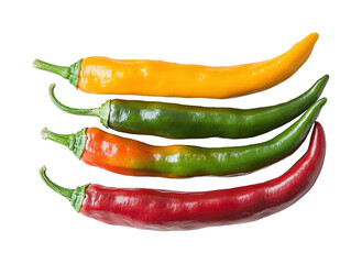 Colorful chili peppers display kitchen food bright isolated on transparent background png