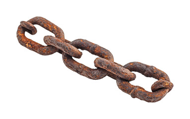 Obraz premium Rusty chain detail industrial textured isolated on transparent background png