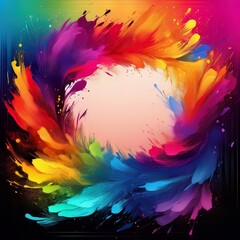 beautiful border frame of abstract colorful brush stroke patterns with copy space background, graphic resource