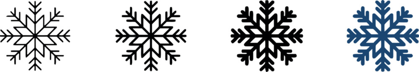 Snowflake Icons Set - Winter Snow Symbols Vector Collection
