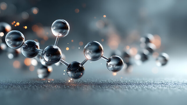 Floating molecule innovation in skincare science transparent glossy design on clean white background futuristic minimalist view