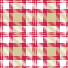 Elegant Seamless Tartan featuring Metallic rose red and Traditional beige Textile Design