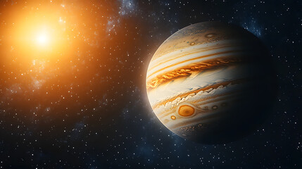 Jupiter and the Sun in outer space